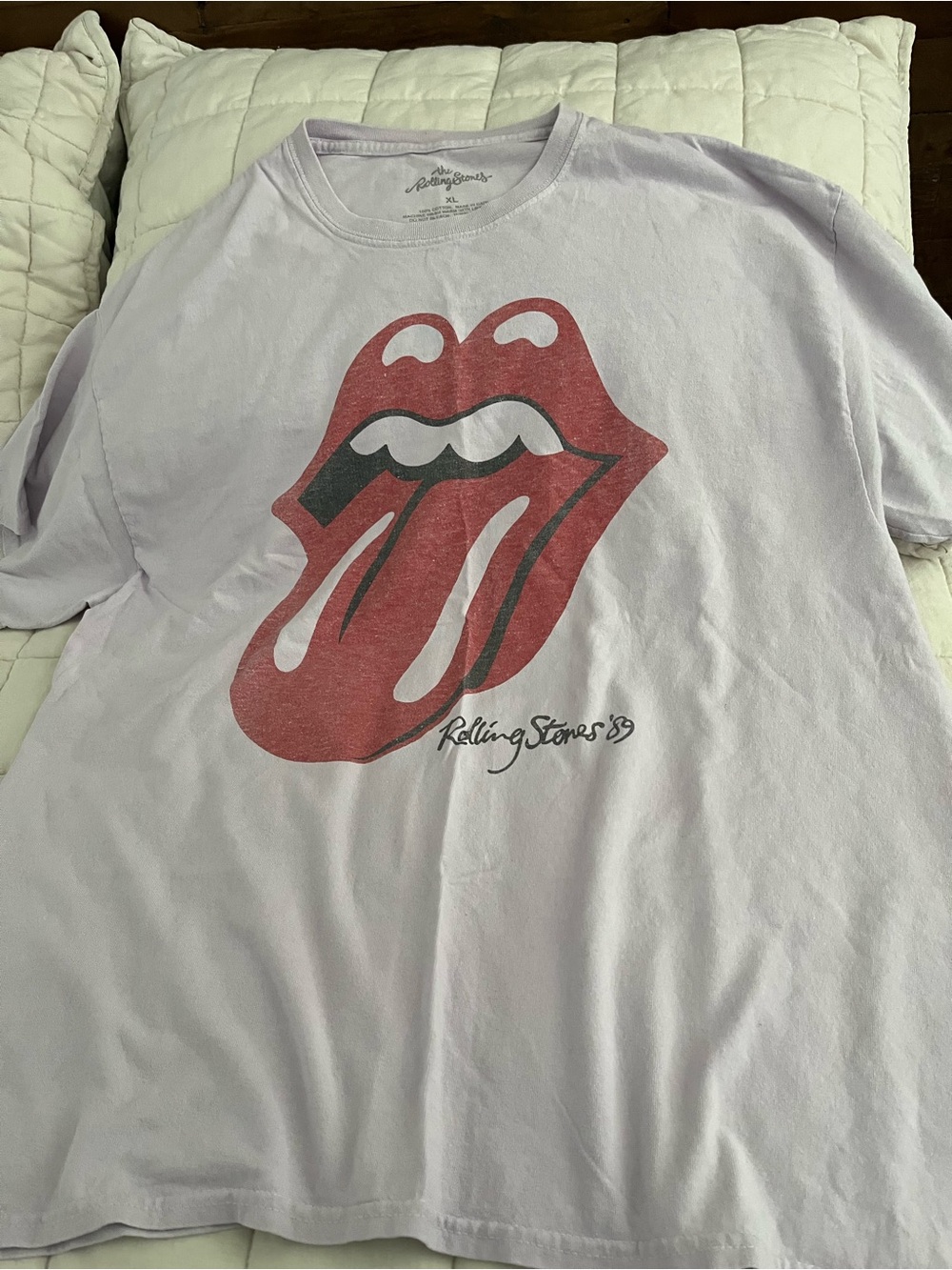 BrandyRolling Stones Graphic Tee - Lavender with Red Tongue Logo